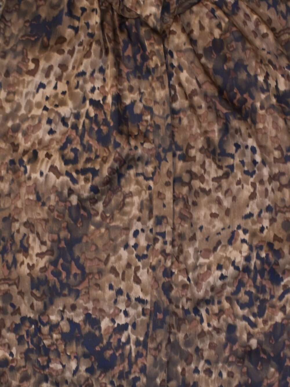 Elie Tahari Silk Sleeveless Blouse Brown Animal Print Ruffle Neck Top Medium - Picture 7 of 12